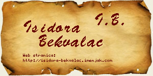Isidora Bekvalac vizit kartica